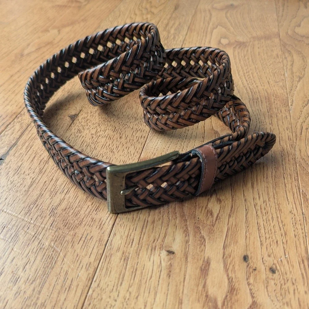 Dockers Belt Brown Braided Woven Mens Sz 40 Old Money Preppy Dark Academia EUC